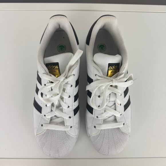Adidas Mens Superstar Vegan Leather Classic Lace-Up White/Black Sneaker Shoes 5
